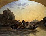 Adrian Ludwig Richter Canvas Paintings - Crossing the Elbe at Aussig